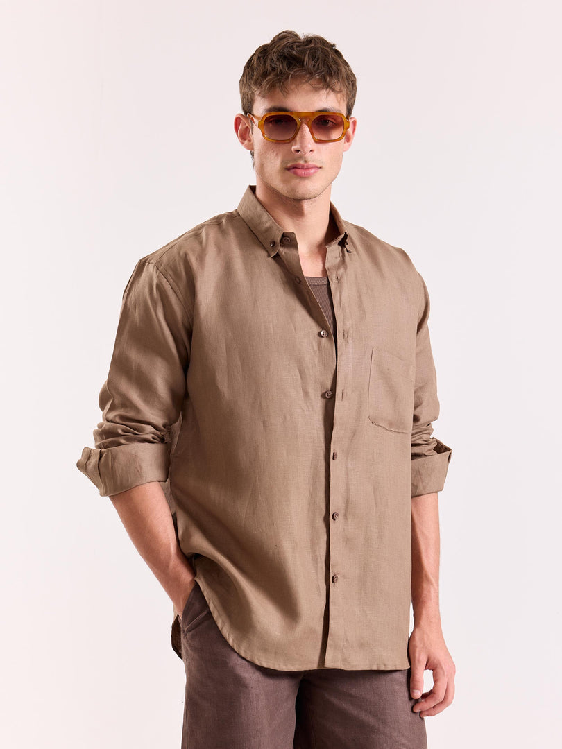 Taupe 60s Lea Linen Shirt