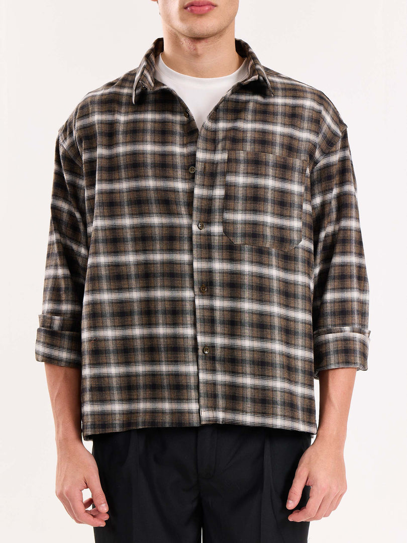 Olive Checkered Flannel Overshirt