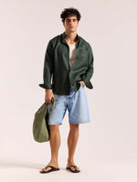 Load image into Gallery viewer, Dark Green 60s Lea Linen Shirt