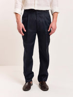 Load image into Gallery viewer, Dark Navy Linen Trousers
