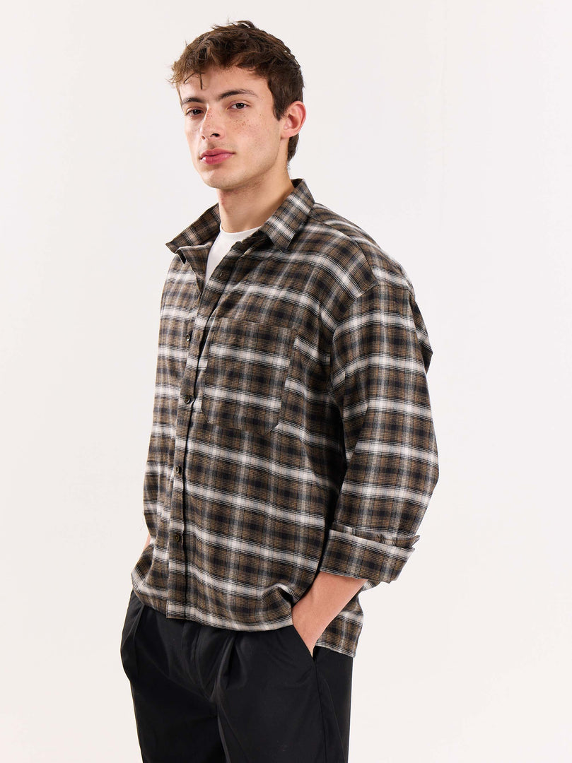 Olive Checkered Flannel Overshirt