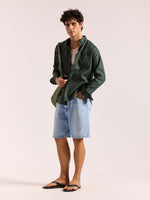 Load image into Gallery viewer, Dark Green 60s Lea Linen Shirt