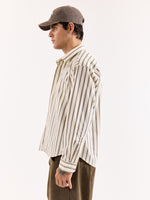 Load image into Gallery viewer, Cream &amp; Brown Striped Poplin Oversized Shirt