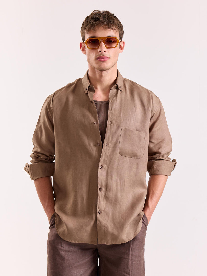 Taupe 60s Lea Linen Shirt