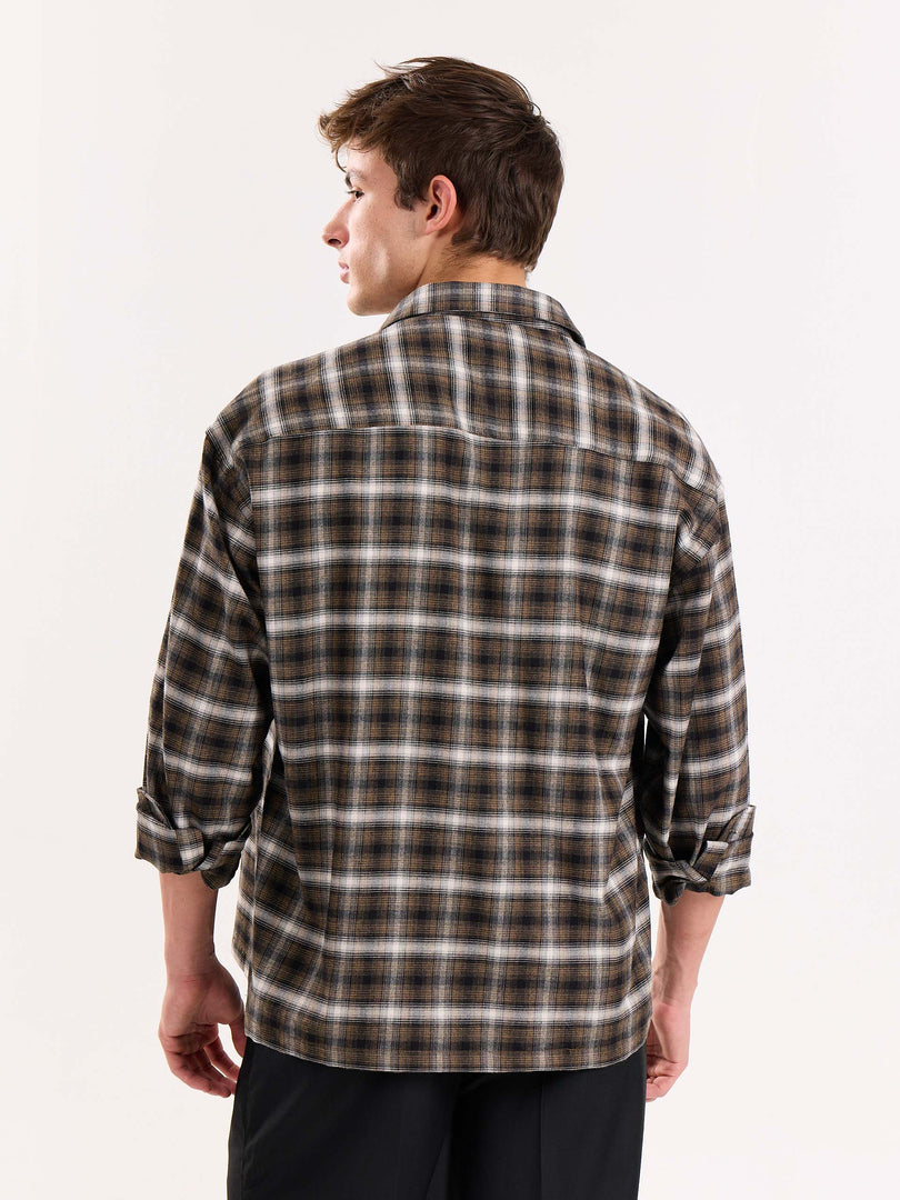 Olive Checkered Flannel Overshirt