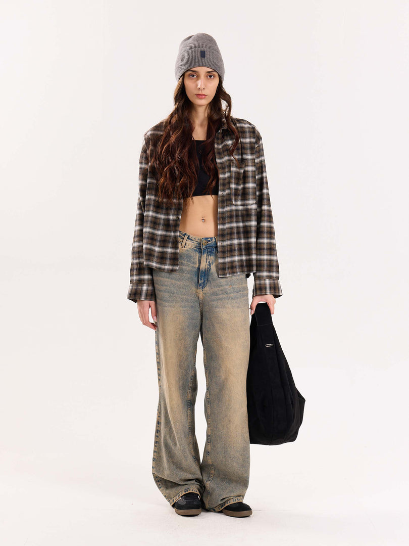 Olive Checkered Flannel Overshirt