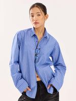 Load image into Gallery viewer, Blue Striped Poplin Shirt
