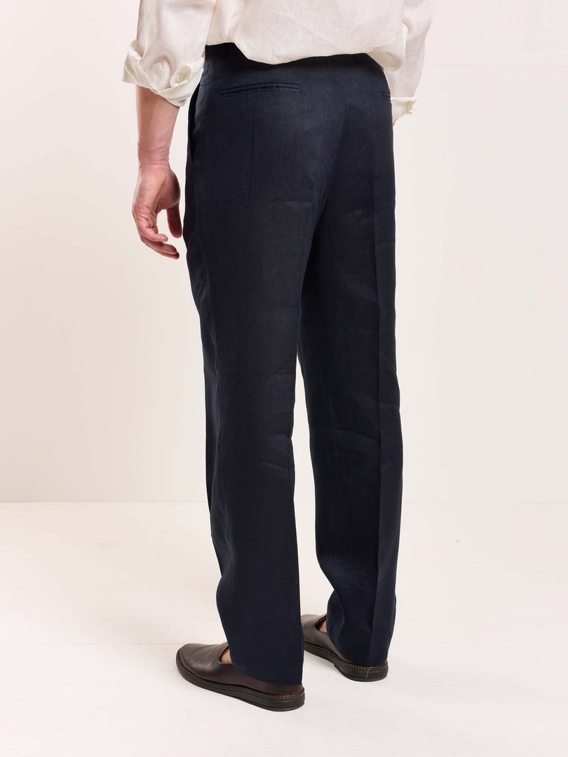 Dark Navy Linen Trousers