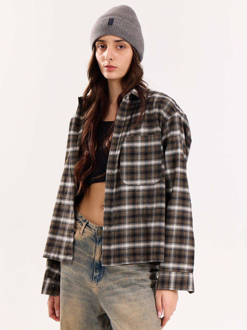 Olive Checkered Flannel Overshirt