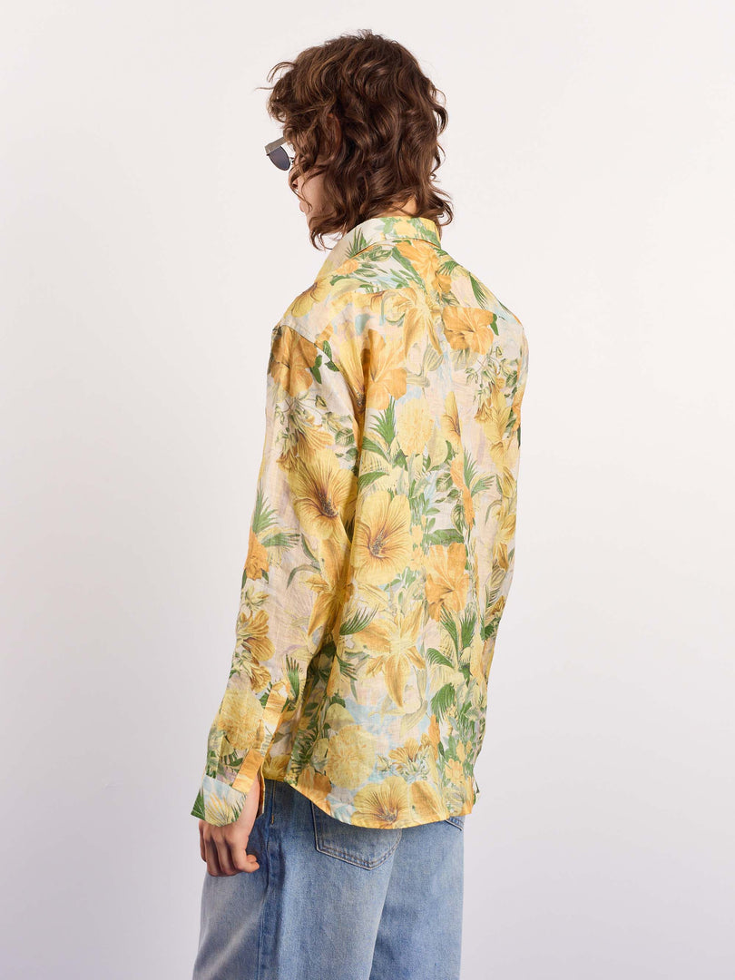 Floral Printed Linen Pullover