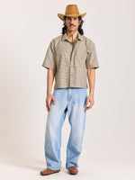 Load image into Gallery viewer, Brown Checkered Cropped Shirt