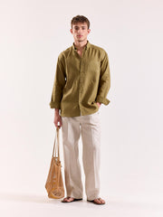 Khaki 60s Lea Linen Shirt