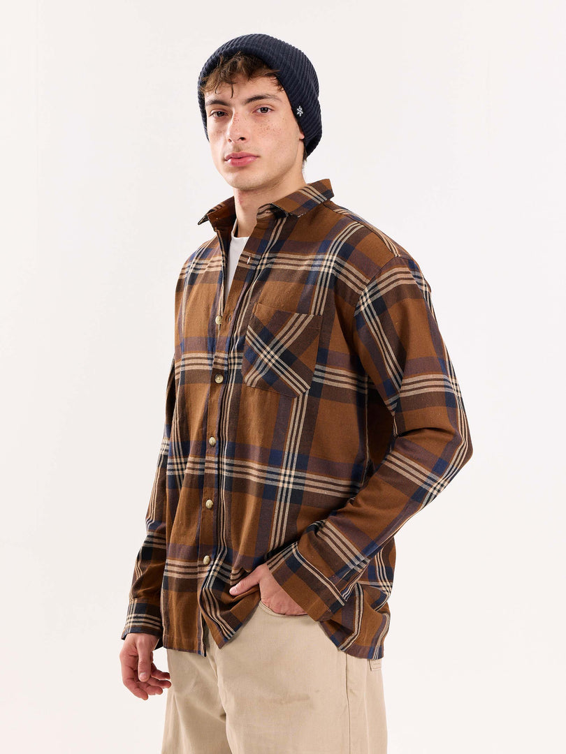 Dark Brown Flannel Overshirt