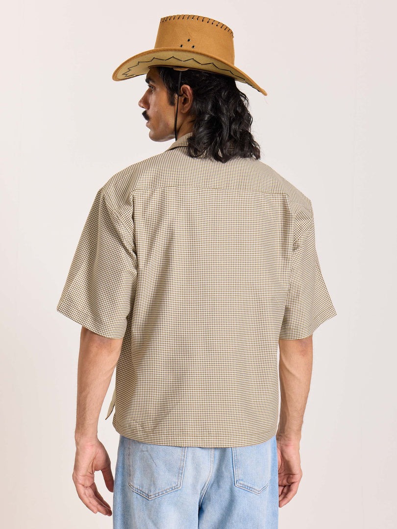 Brown Checkered Cropped Shirt