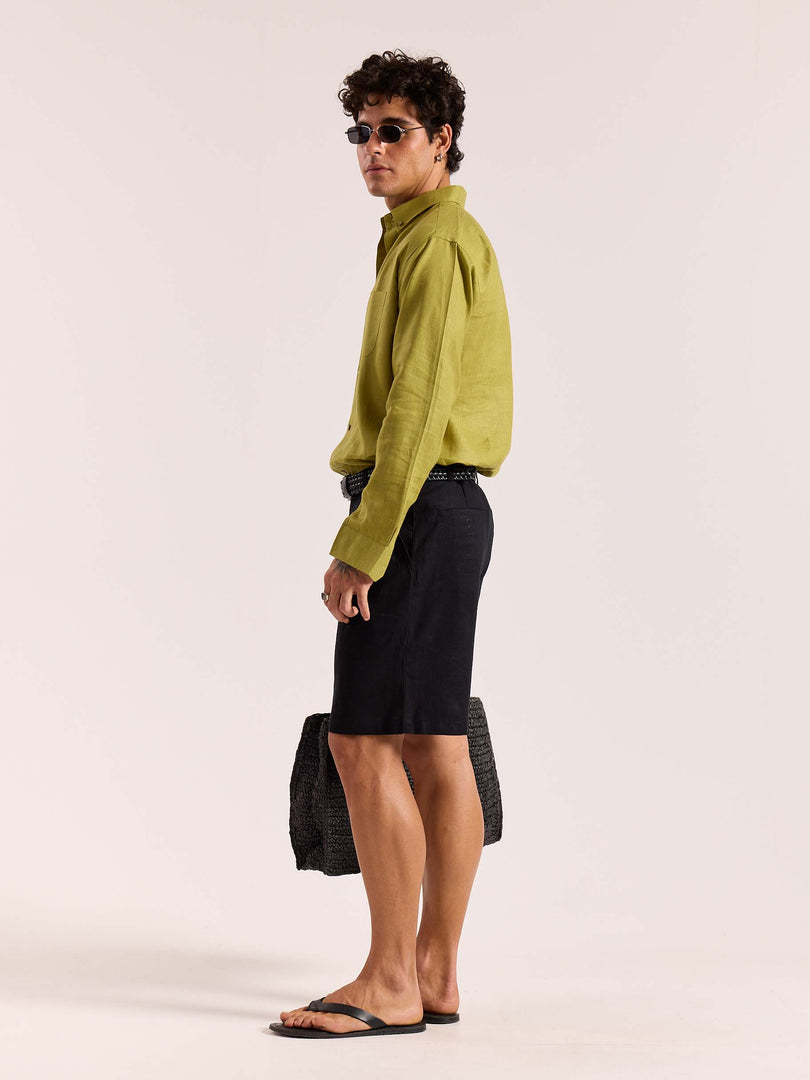 Lime Green 60s Lea Linen Shirt