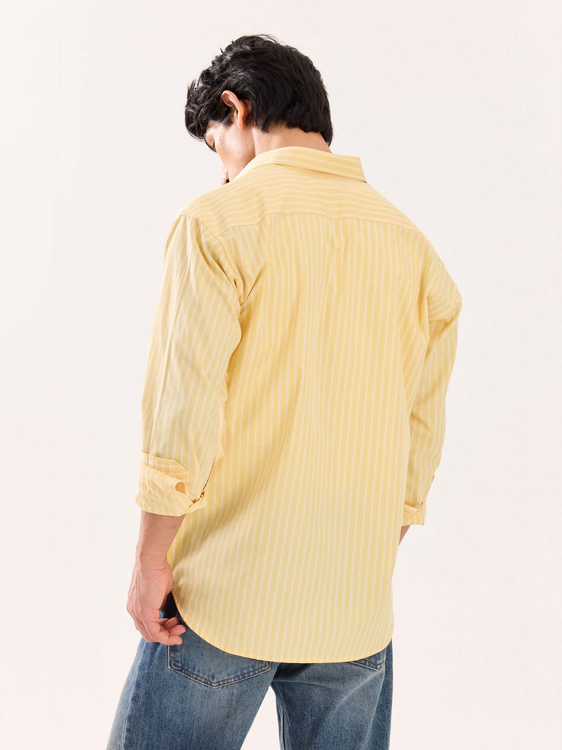 Butter Yellow Striped Poplin Shirt