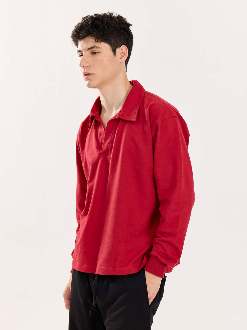 Red Terry Polo Tee