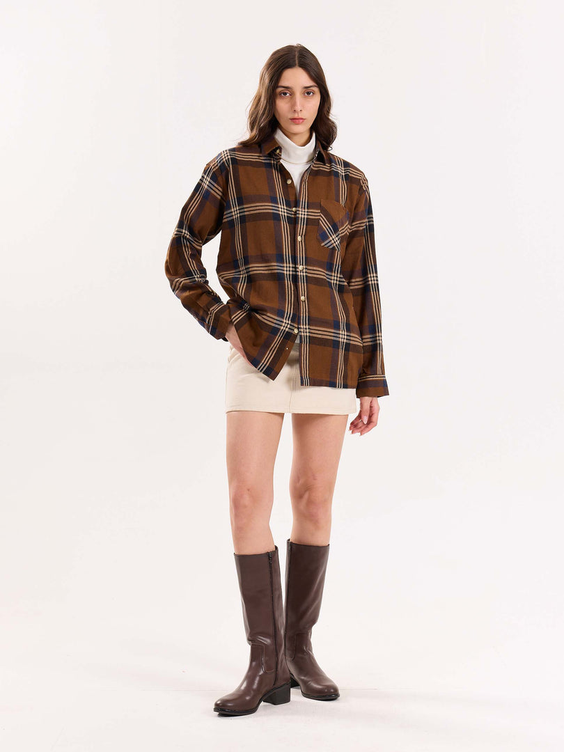 Dark Brown Flannel Overshirt