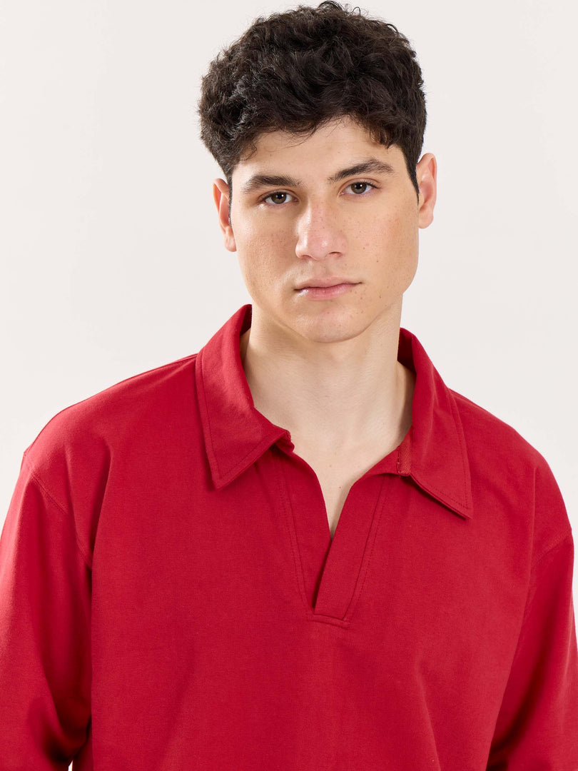 Red Terry Polo Tee