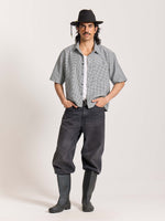 Load image into Gallery viewer, Black Checkered Cropped Shirt