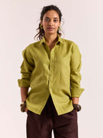 Load image into Gallery viewer, Lime Green 60s Lea Linen Shirt