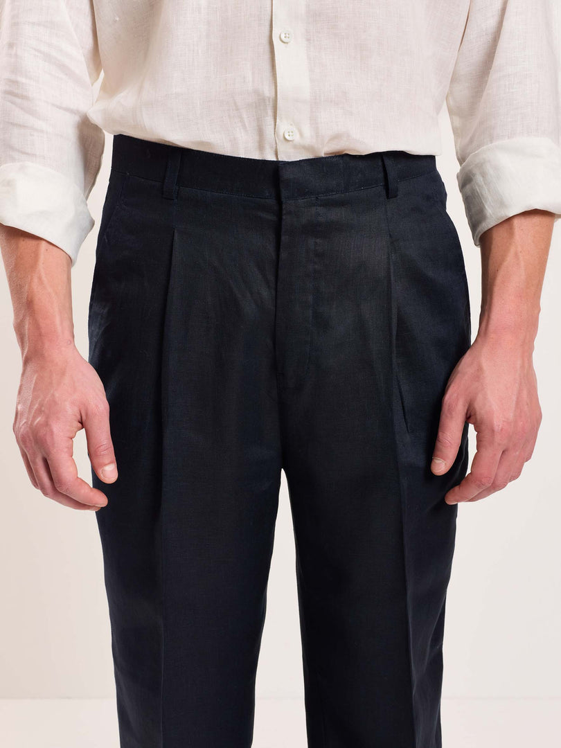 Dark Navy Linen Trousers