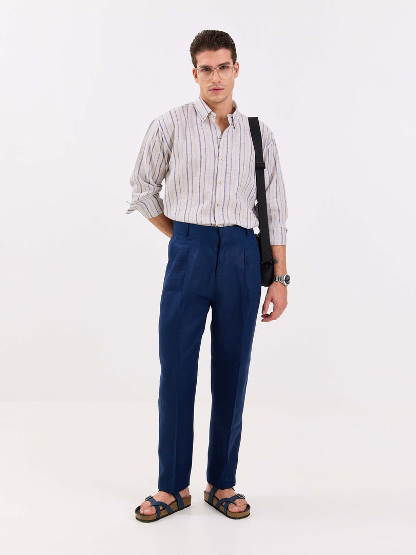 Dark Blue Linen Trousers