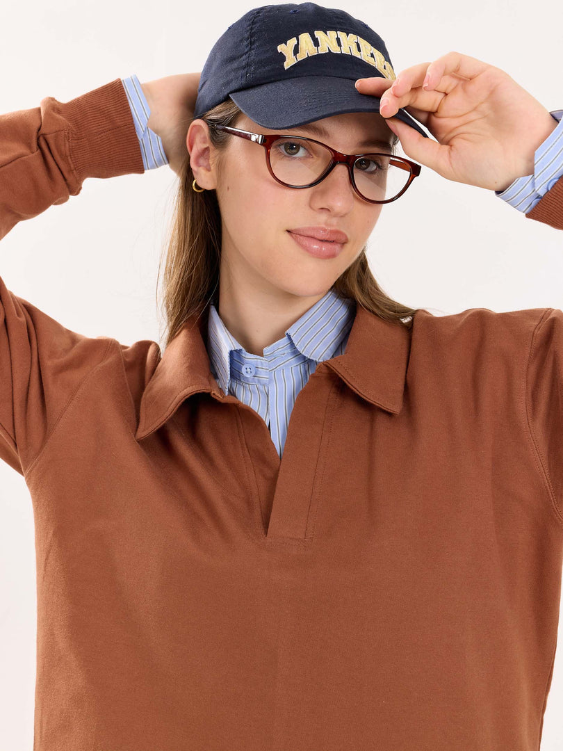 Brown Terry Polo Tee