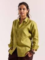 Load image into Gallery viewer, Lime Green 60s Lea Linen Shirt