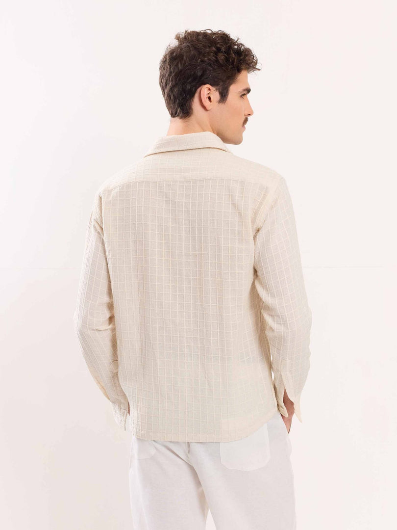 Cream Textured Holiday Shirt