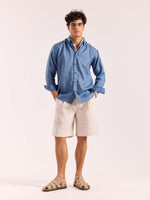 Load image into Gallery viewer, Dusty Blue 60s Lea Linen Shirt