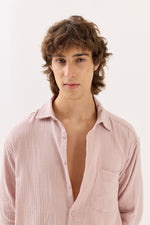 Load image into Gallery viewer, Pale Pink Gauze Holiday Shirt

