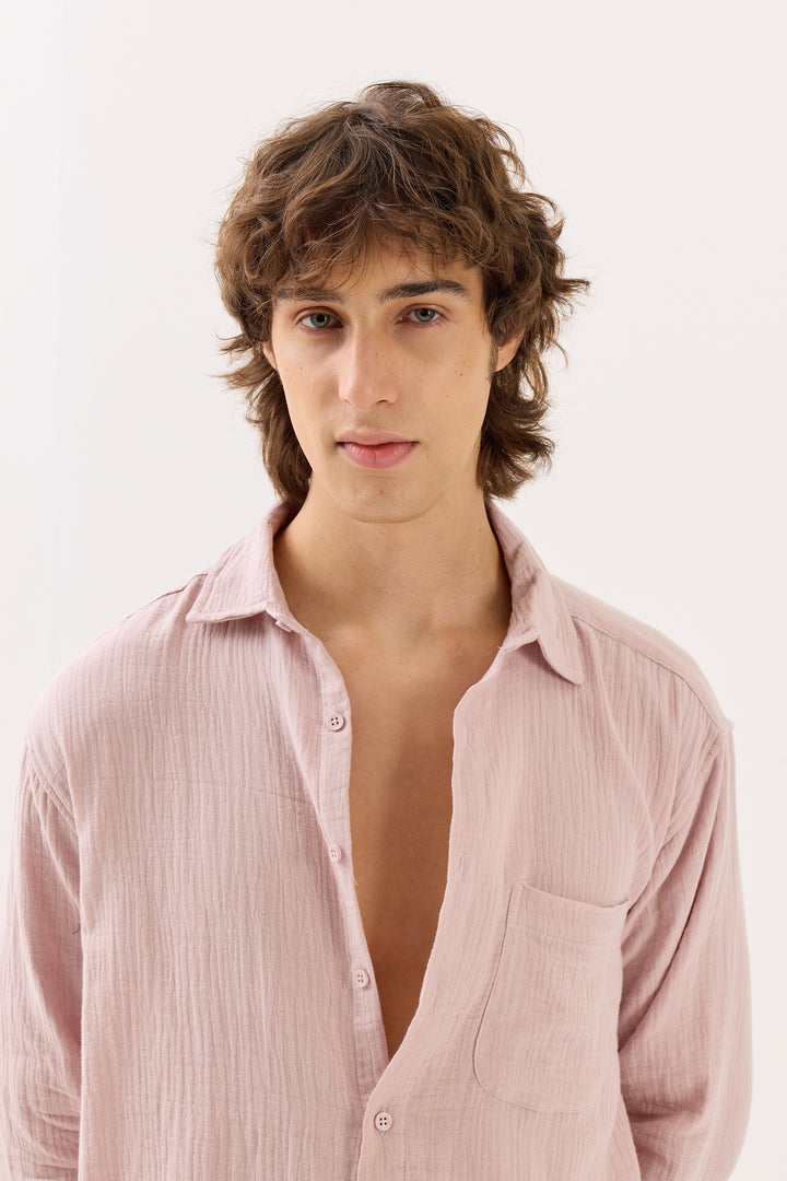 Pale Pink Gauze Holiday Shirt