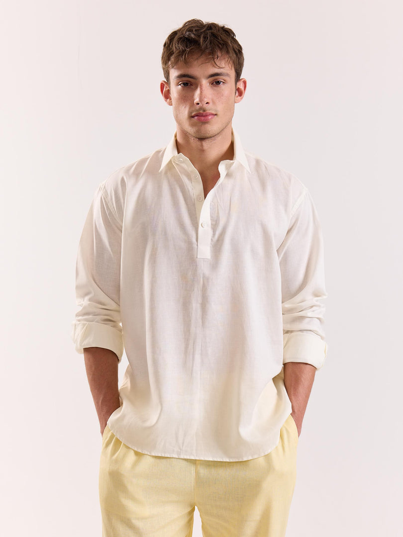 Off White Linen Blend Pullover