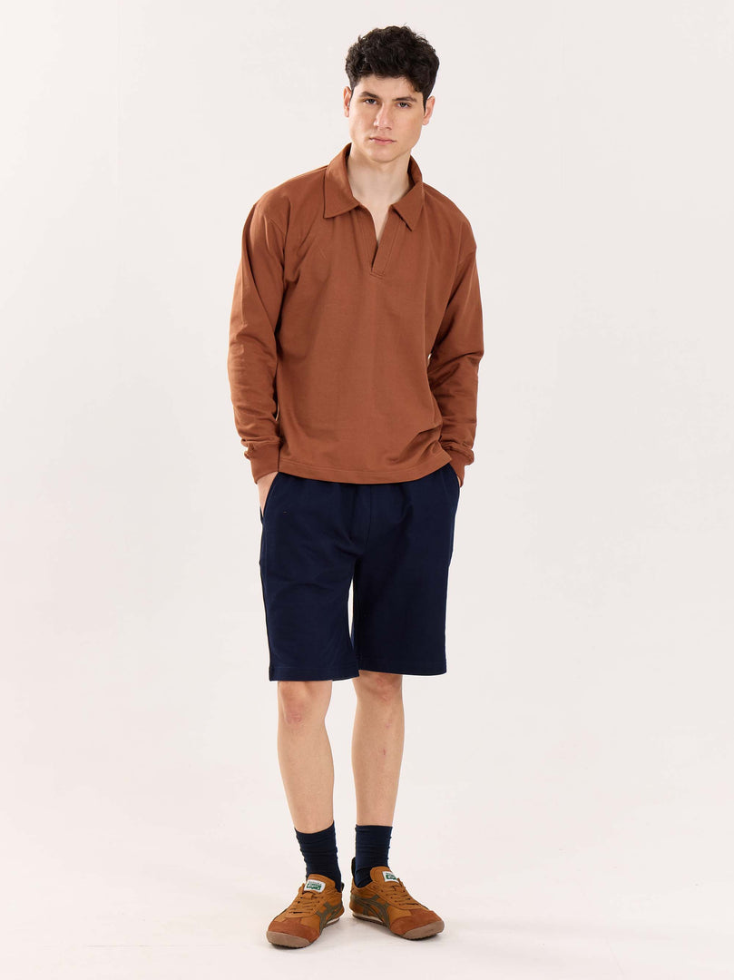 Brown Terry Polo Tee