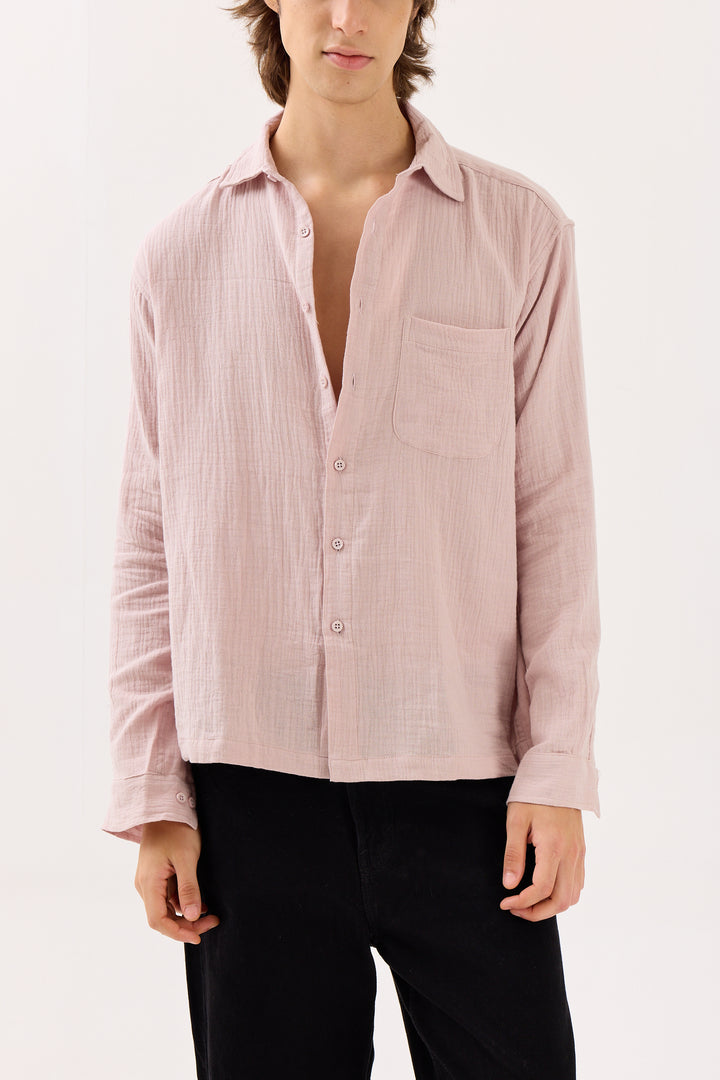 Pale Pink Gauze Holiday Shirt