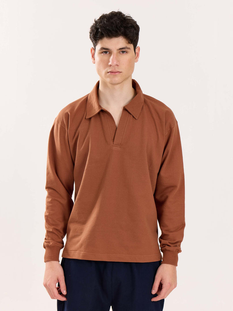 Brown Terry Polo Tee