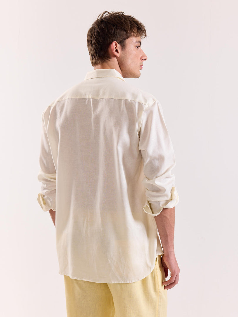 Off White Linen Blend Pullover