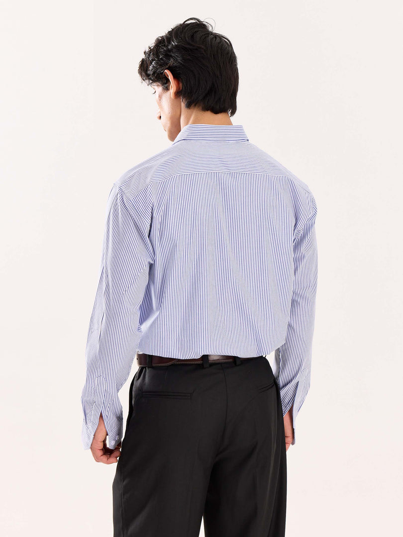 Blue & White Striped Poplin Shirt