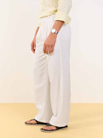 Load image into Gallery viewer, White Linen Baggy Fit Trousers (Pre-order)
