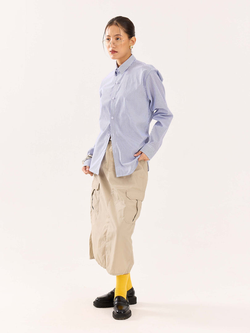 Blue & White Striped Poplin Shirt
