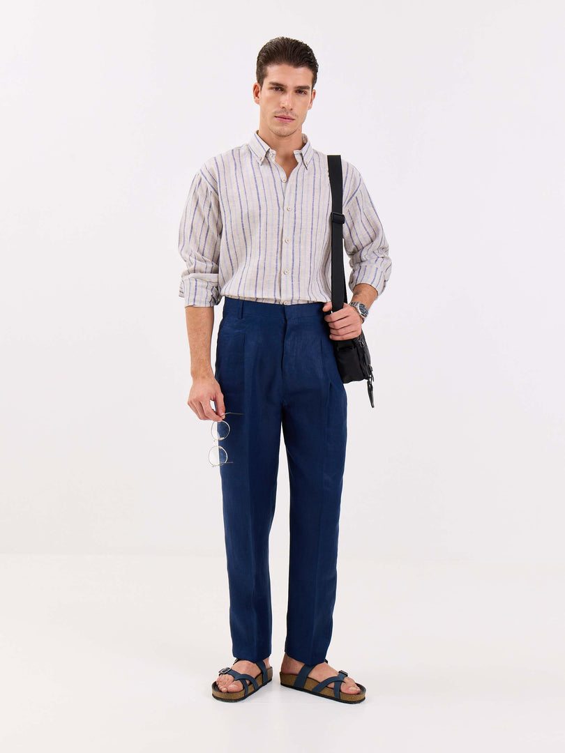Dark Blue Linen Trousers