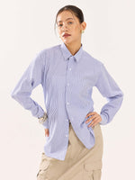 Load image into Gallery viewer, Blue &amp; White Striped Poplin Shirt
