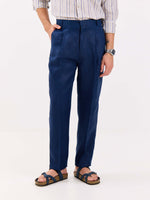 Load image into Gallery viewer, Dark Blue Linen Trousers
