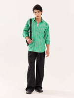 Load image into Gallery viewer, Green Striped Poplin Shirt
