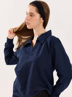 Load image into Gallery viewer, Navy Blue Terry Polo Tee
