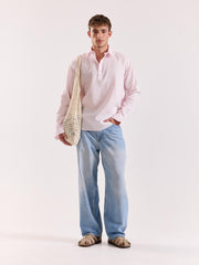 Light Pink Linen Blend Pullover