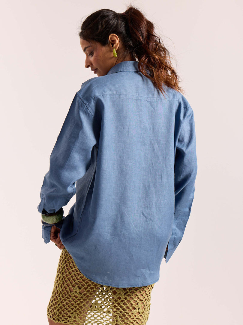 アパルトモン定番LINEN SHIRTSブルー Dash and Dot - LINEN COLOUR BLOCK SHIRT | Online Store – dash and dot