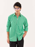 Load image into Gallery viewer, Green Striped Poplin Shirt
