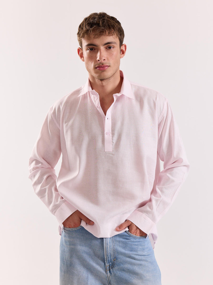 Light Pink Linen Blend Pullover